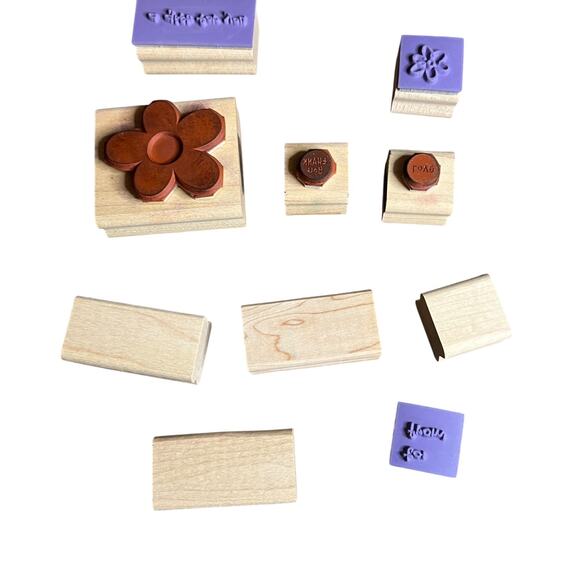 2005 Stampin Up Petal Pushers Flower Stamp Set of 6 Stamps & 4 Stamp Blocks - Picture 5 of 5